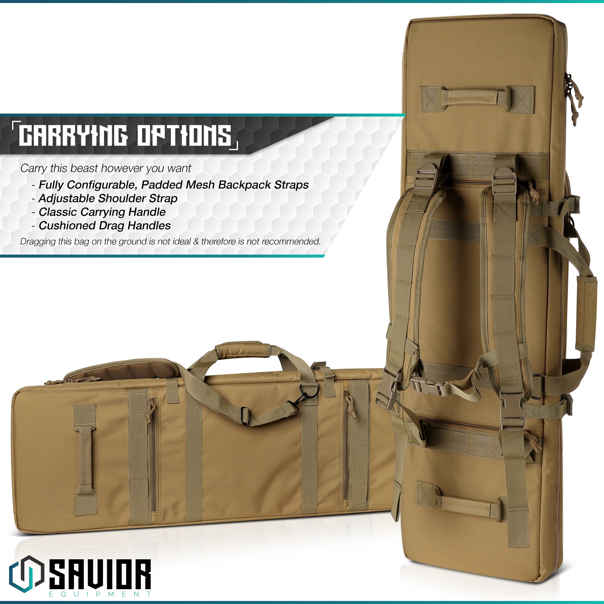Savior Equipment Urban Warfare 36" - Double Rifle Bag - Tan